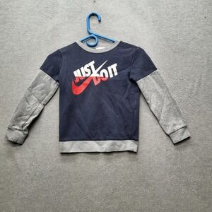 Nike Boys Sweatshirt 6 M 110-116CM 5-6YRS Navy Colorblock‎ Just Do It Logo Long